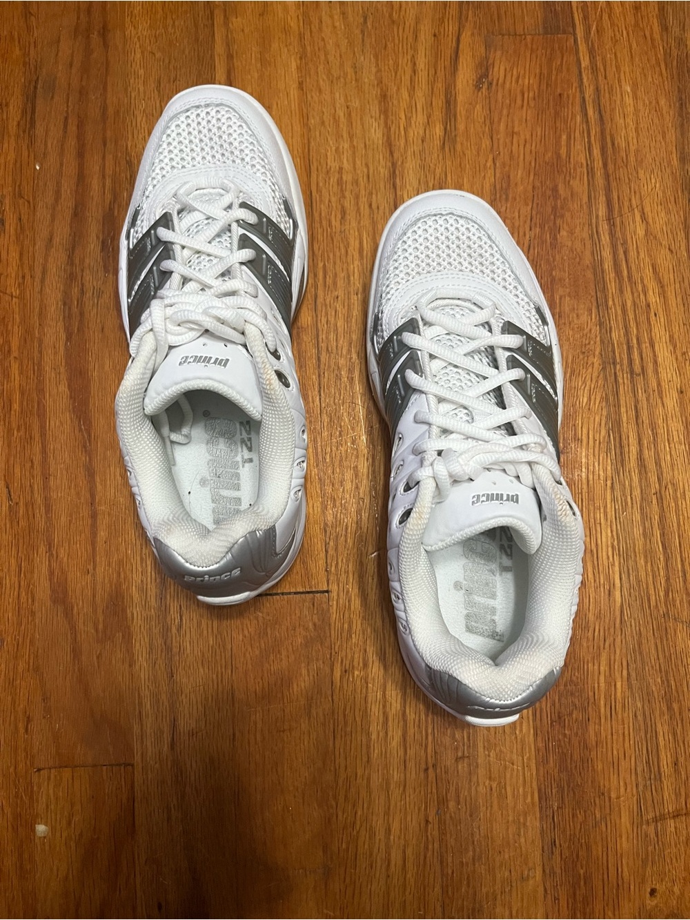 Prince Men’s White and Silver Mesh Athletic Sneakers
